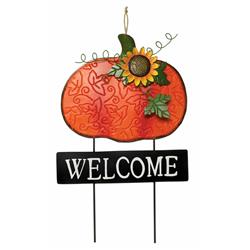 190771 Fall Welcome Pumpkin Stake Decoration - Pack Of 2