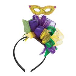 396726 10 X 5 In. Green, Purple & Gold Mardi Gras Fascinator Headband - Pack Of 2