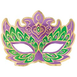 360229 6.75 X 9 In. Green, Purple & Gold Mardi Gras Holographic Peacock Masquerade Mask - Pack Of 4