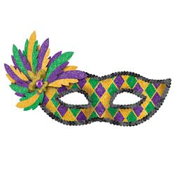 360265 5 X 8 In. Green, Purple & Gold Harlequin Mardi Gras Masquerade Mask - Pack Of 2