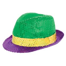 UPC 013051784928 product image for 399431 4.5 x 9.25 in. Green, Purple & Gold Mardi Gras Sequin Fedora | upcitemdb.com