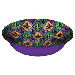 430672 4.5 X 12 In. Green, Purple & Gold Fleur De Lis Mardi Gras Plastic Serving Bowl - Pack Of 4