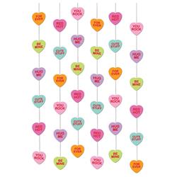 670403 7 Ft. Conversation Hearts Valentines Day Paper String Decorations - Pack Of 18