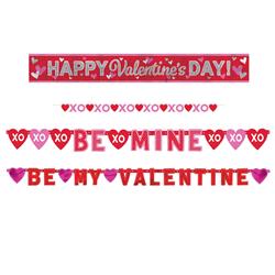 120208 Valentines Day Paper & Foil Banner Assortment - Pack Of 8