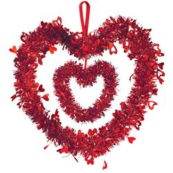 241285 12 X 12 In. Red Double Heart Valentines Day Tinsel Hanging Decoration - Pack Of 6