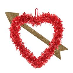 241648 14 X 11.5 In. Heart With Arrow Valentines Day Tinsel Hanging Decoration - Pack Of 6