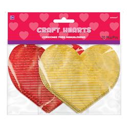 399268 3 X 2.875 In. Red & Gold Metallic Heart Valentines Day Corrugated Paper Cutouts - Pack Of 100
