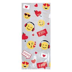370407 9.5 X 4 In. Emoji Valentines Day Small Cello Bag - Pack Of 140
