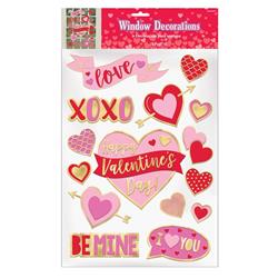 241961 Valentines Day Gel Cling Window Decoration - Pack Of 3