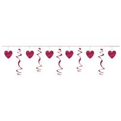 221690 12 Ft. Red Heart Valentines Day Foil Swirl Garland - Pack Of 4
