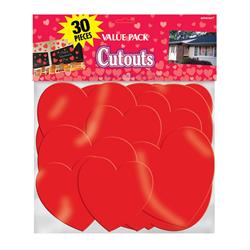 198653 Red Heart Valentines Day Laminated Paper Cutout Assortment - Pack Of 60