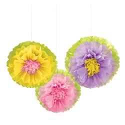 180568 16 X 16 In. Flower Spring Fluffy Hanging Decoration - Pack Of 6
