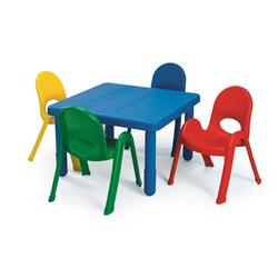 Angeles Ab70012pr 28 X 28 In. Value Stack Table With 12 In. Legs & 4-5 In. Chairs, Candy Apple Red