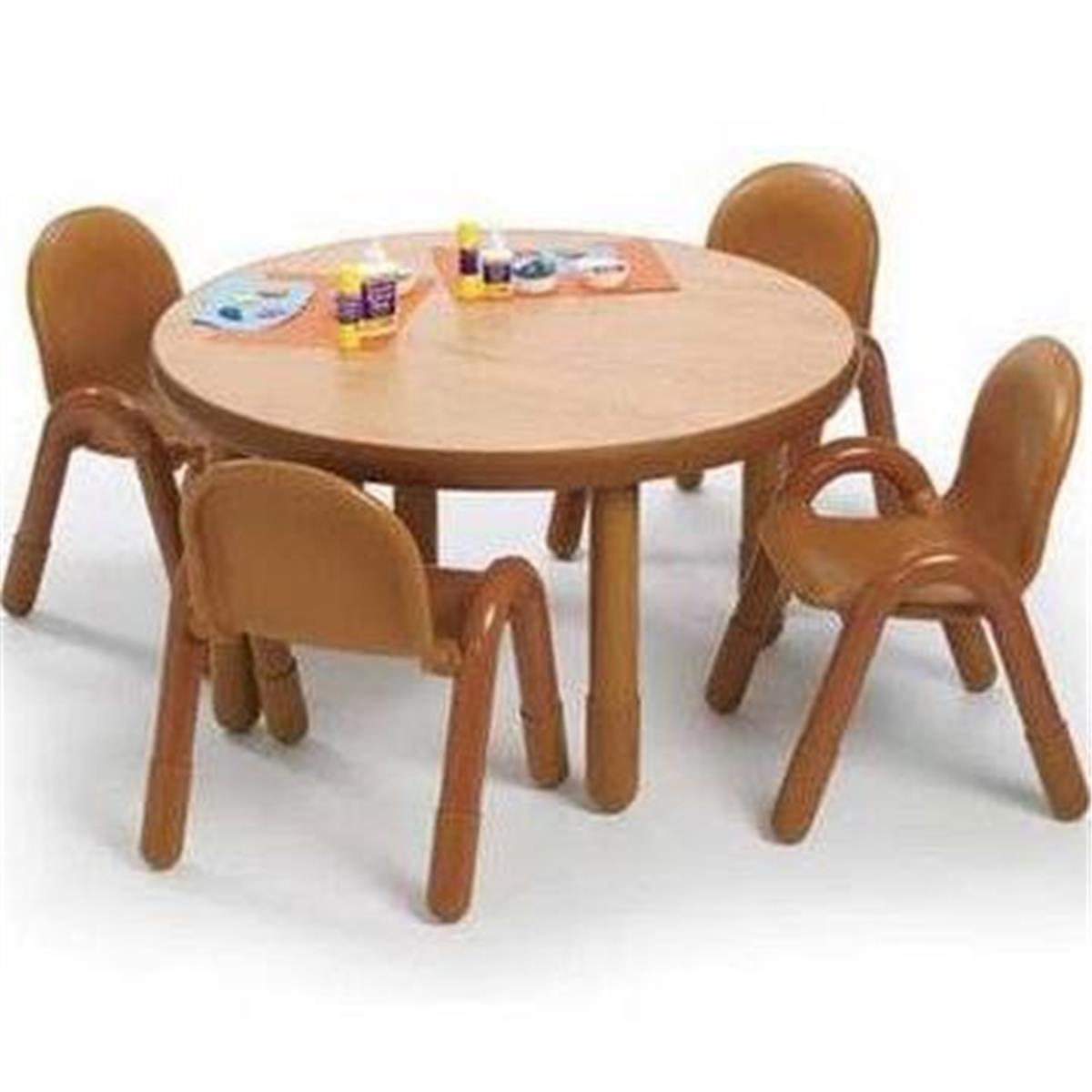 Angeles Ab74920nw1 36 In. Dia. Round Preschool Table With 20 In. Legs & 4-11 In. Chairs, Natural