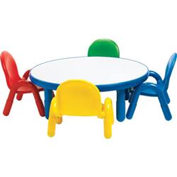 Angeles Ab74912nw5 36 In. Dia. Round Preschool Table With 12 In. Legs & 4-5 In. Chairs, Natural