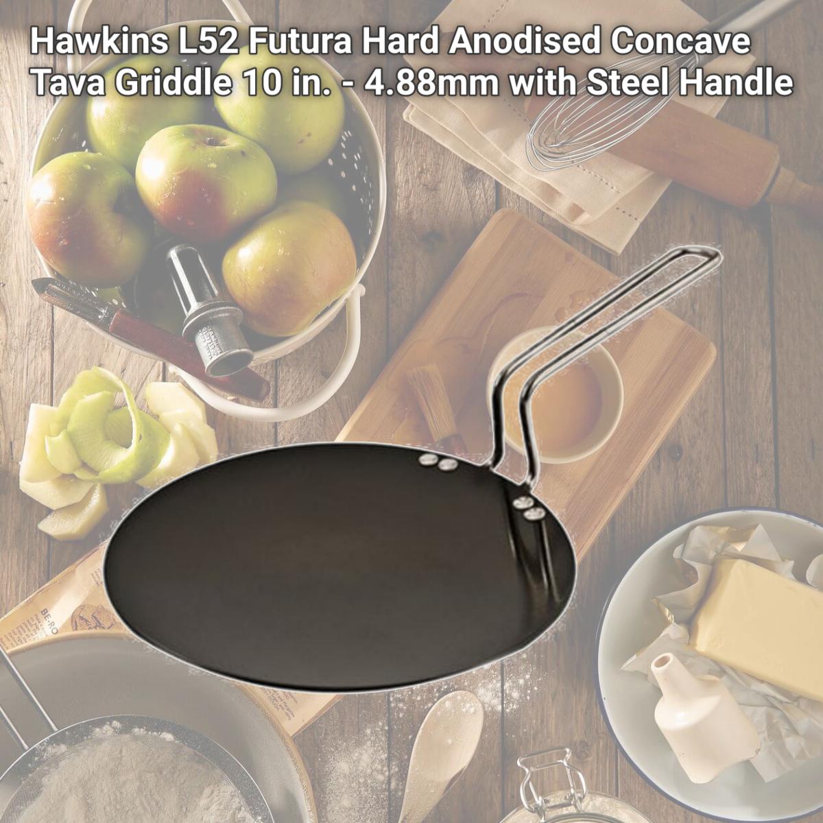 Picture of Hawkins L52 Futura Hard Anodised Concave Tava Griddle 10 in. - 4.88mm with Steel Handle