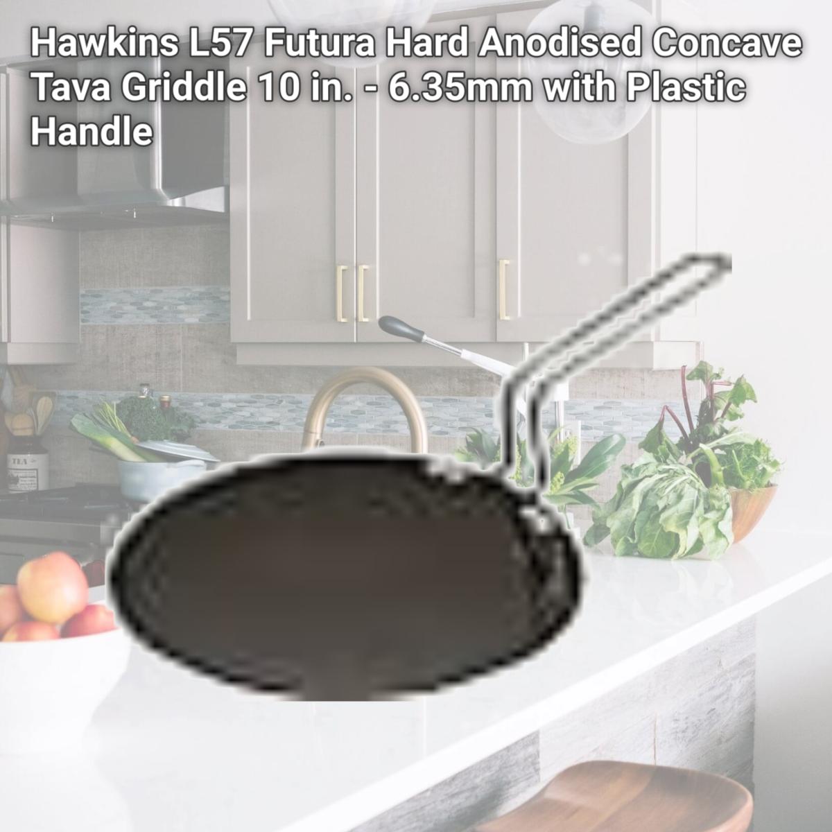 Picture of Hawkins L57 Futura Hard Anodised Concave Tava Griddle 10 in. - 6.35mm with Plastic Handle