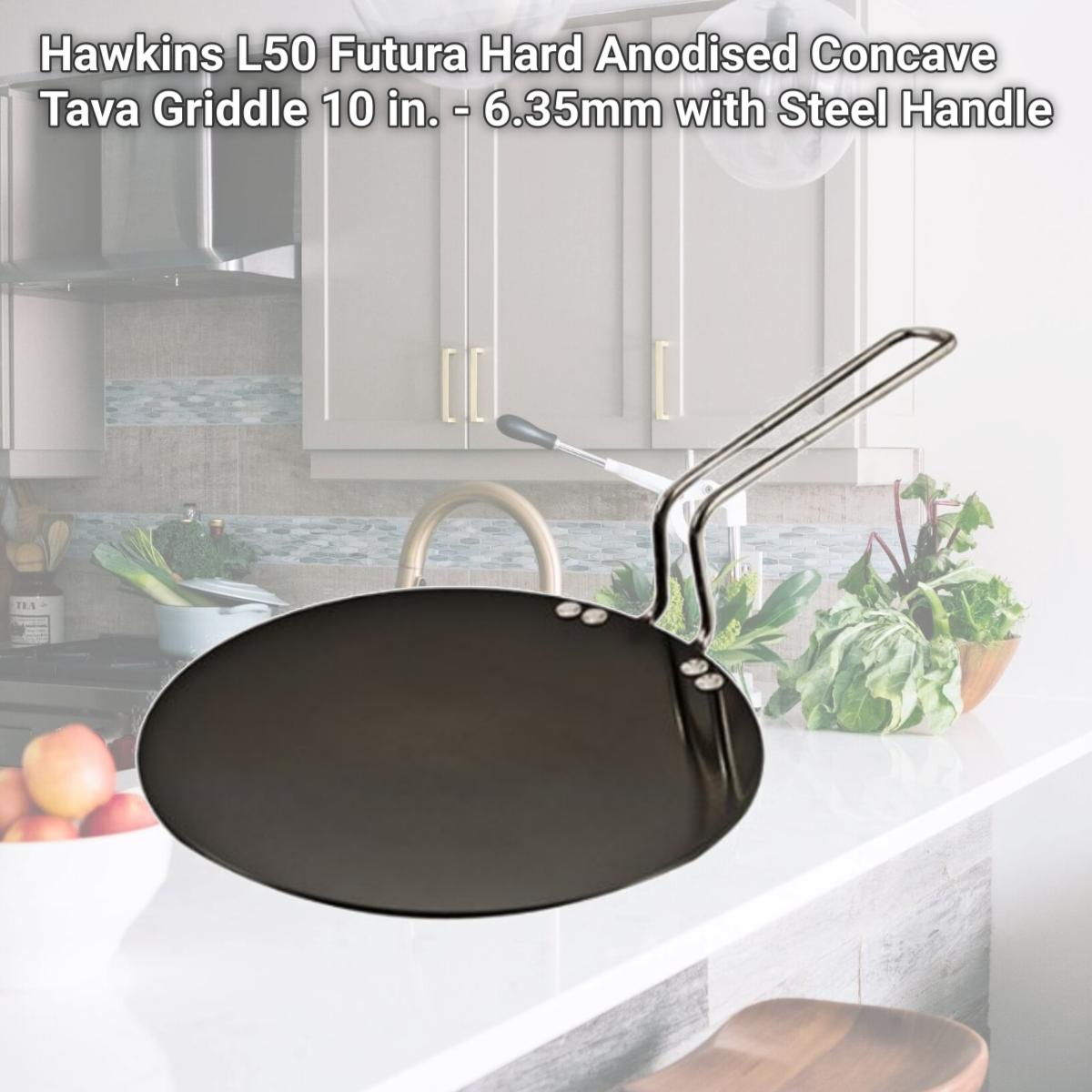 Picture of Hawkins L50 Futura Hard Anodised Concave Tava Griddle 10 in. - 6.35mm with Steel Handle