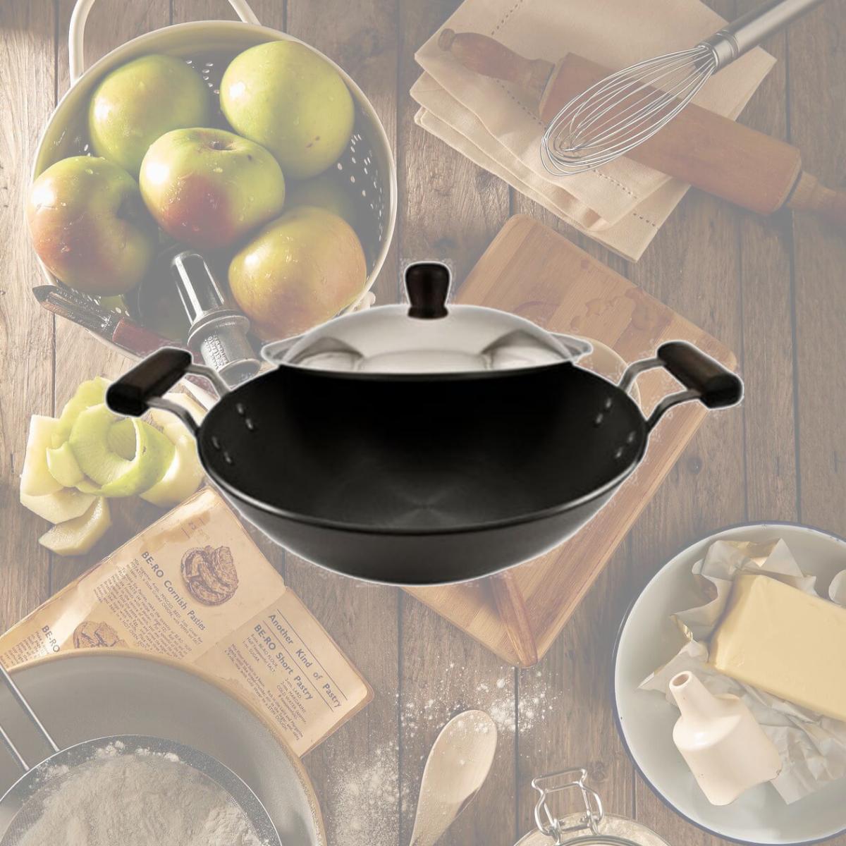 Picture of Hawkins L26 Futura Hard Anodised Deep-Fry Pan Kadhai with Steel Lid and Flat Bottom - 3.75 Litres
