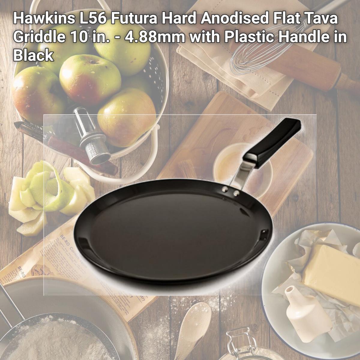 Picture of Hawkins L56 Futura Hard Anodised Flat Tava Griddle 10 in. - 4.88mm with Plastic Handle in Black