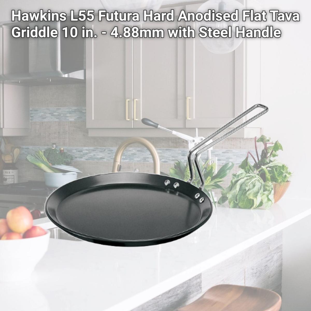 Picture of Hawkins L55 Futura Hard Anodised Flat Tava Griddle 10 in. - 4.88mm with Steel Handle