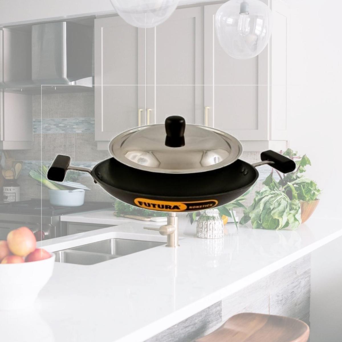 Picture of Hawkins QA2 Futura Non-Stick Appachatty Breakfast Pan with Stainless Steel Lid