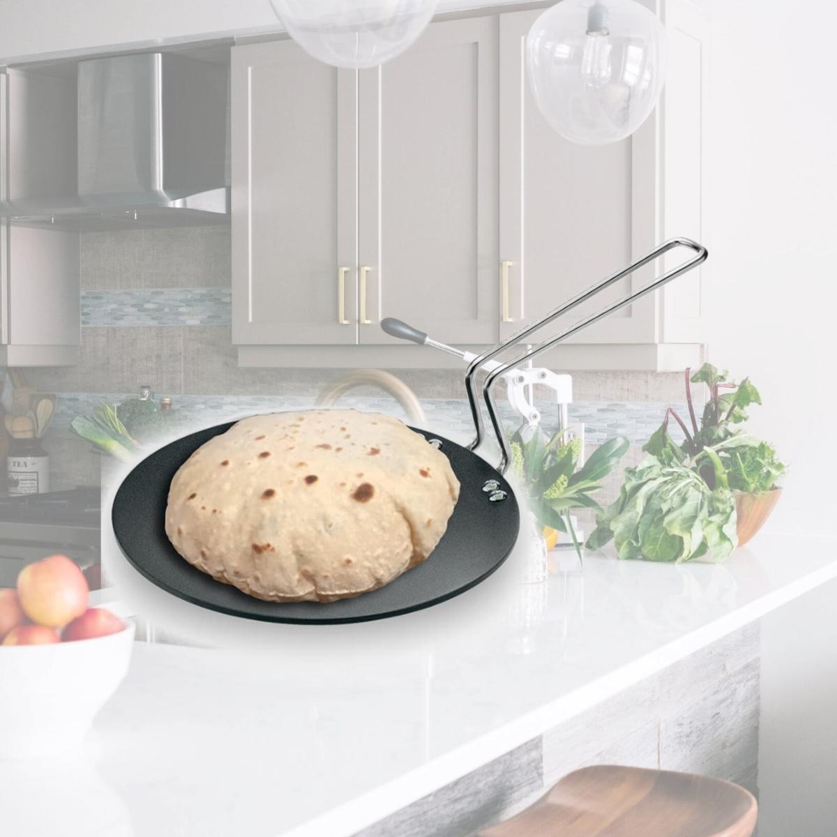 Picture of Hawkins Q53 Futura Non-Stick Concave Tava Griddle 8 in. - 4.06mm with Steel Handle