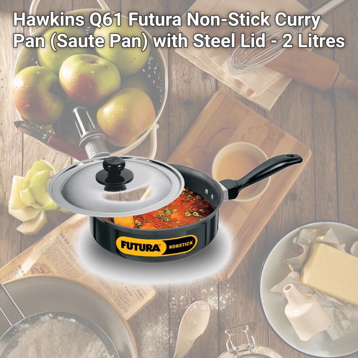 Picture of Hawkins Q61 Futura Non-Stick Curry Pan (Saute Pan) with Steel Lid - 2 Litres