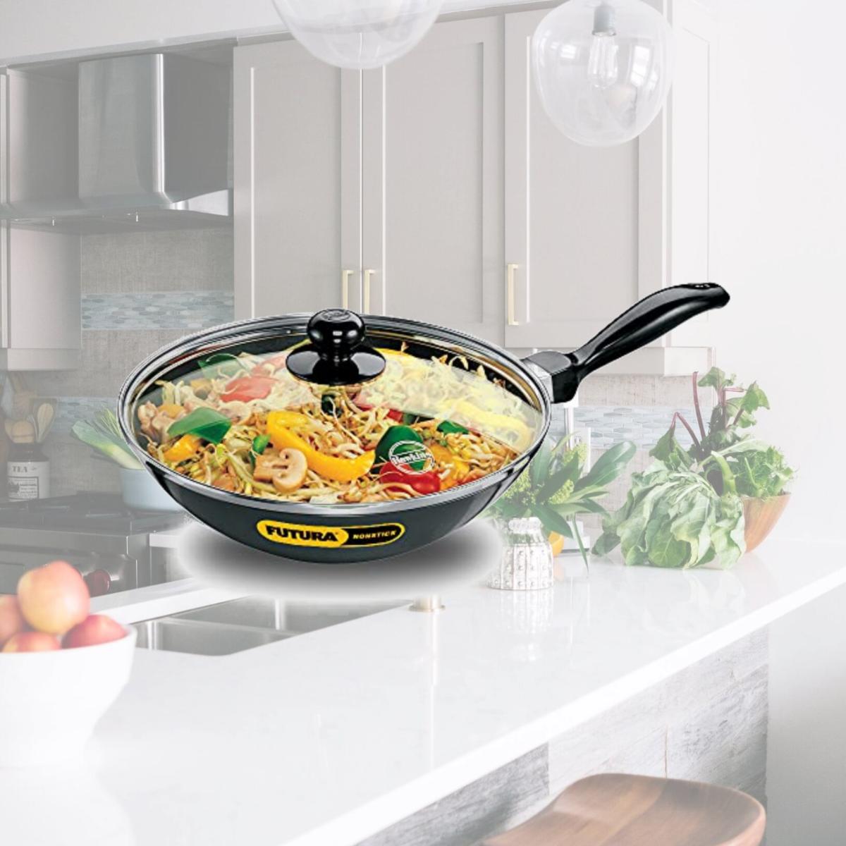 Picture of Hawkins Q72 Futura Non-Stick Deep-Fry Pan(Kadhai) with Glass Lid and Flat Bottom - 2 Litres