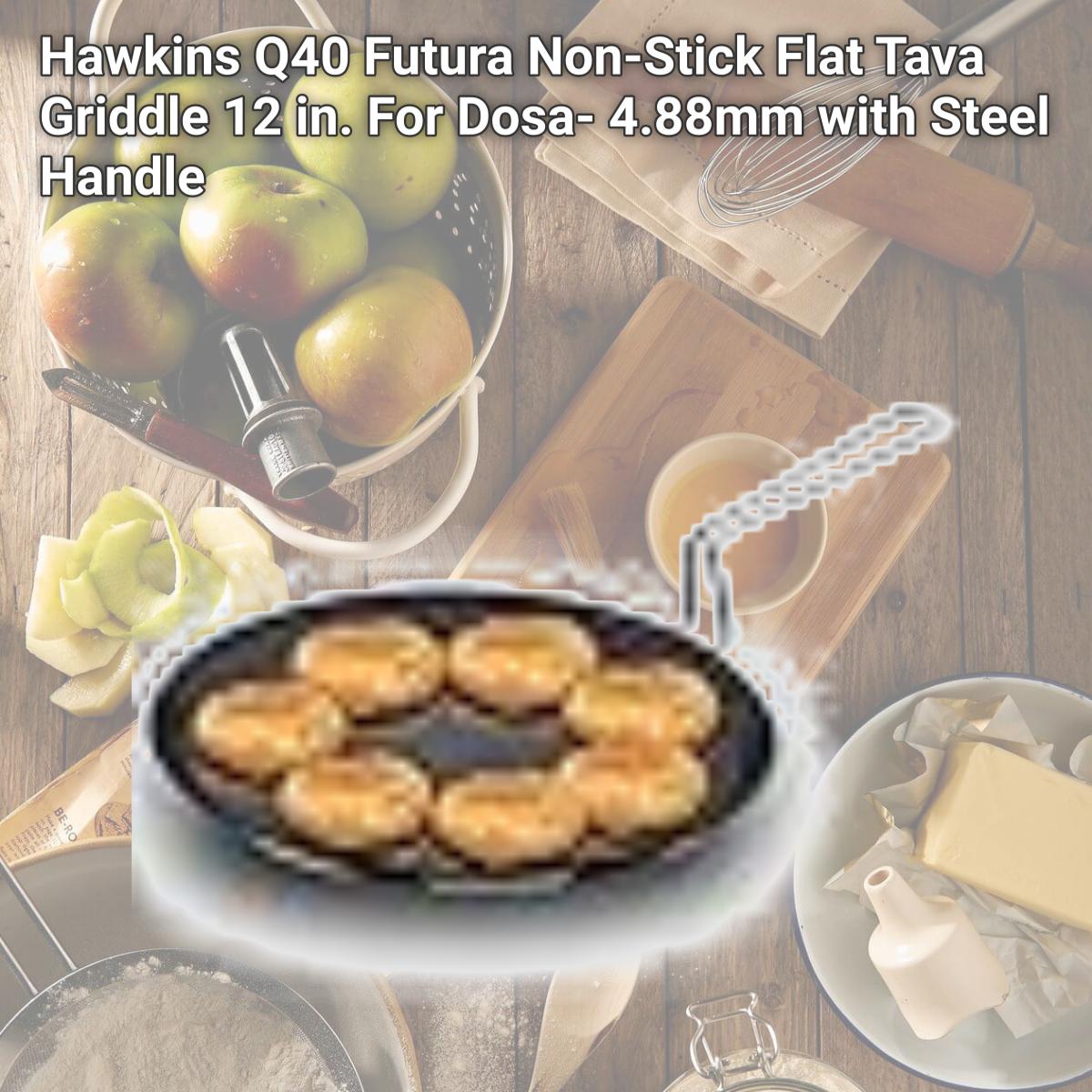 Picture of Hawkins Q40 Futura Non-Stick Flat Tava Griddle 12 in. For Dosa- 4.88mm with Steel Handle