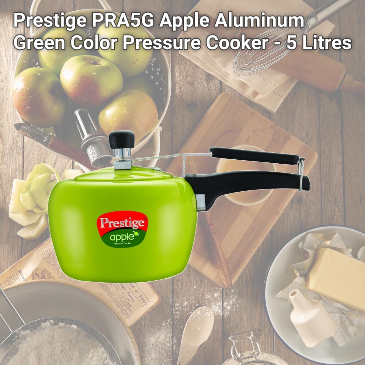 Picture of Prestige PRA5G Apple Aluminum Green Color Pressure Cooker - 5 Litres