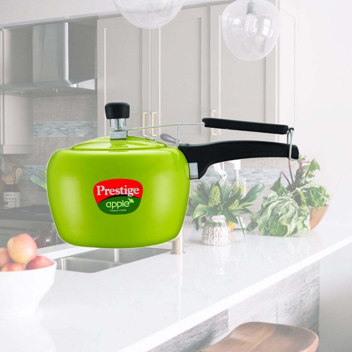 Picture of Prestige PRA5G Apple Aluminum Green Color Pressure Cooker - 5 Litres