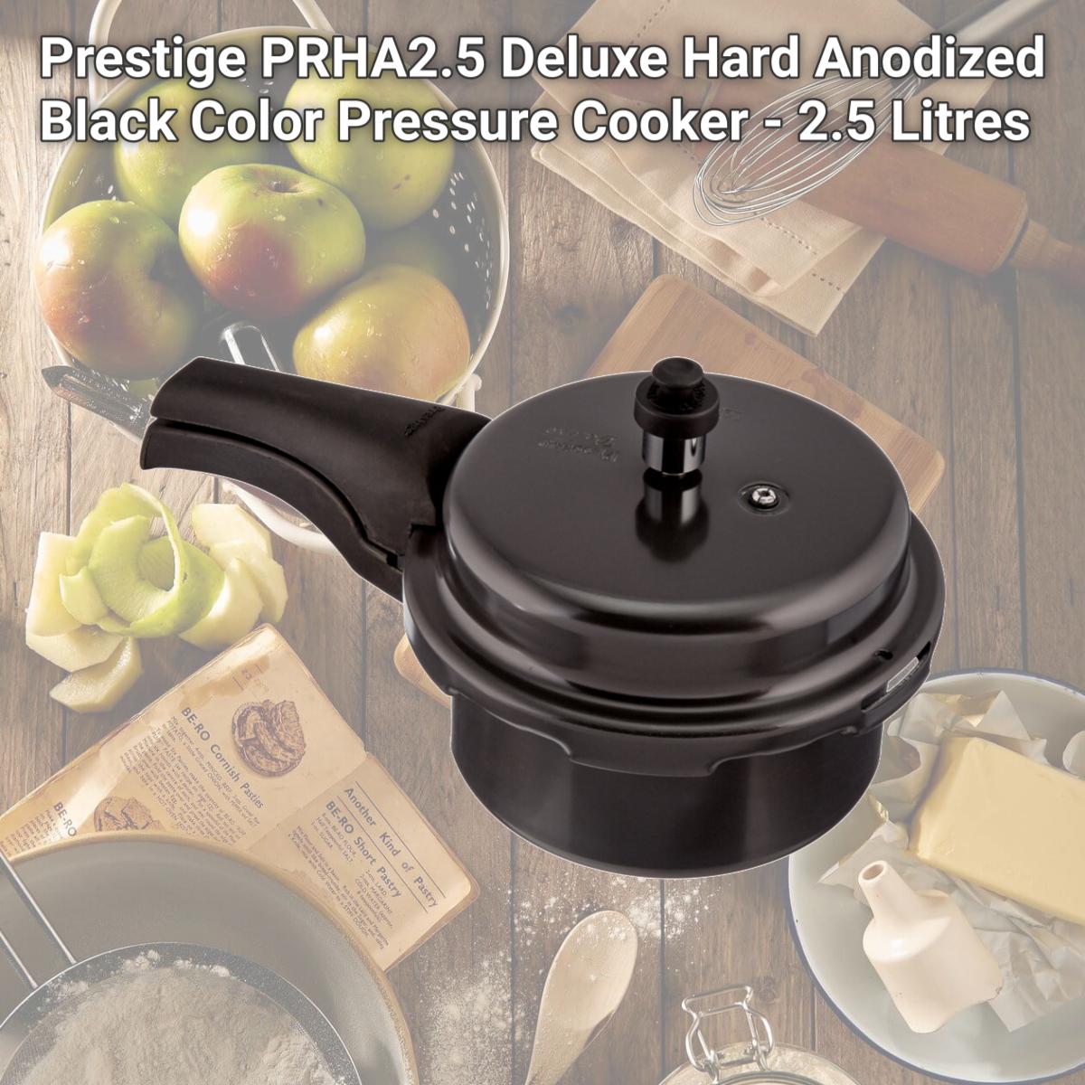 Picture of Prestige PRHA2.5 Deluxe Hard Anodized Black Color Pressure Cooker - 2.5 Litres