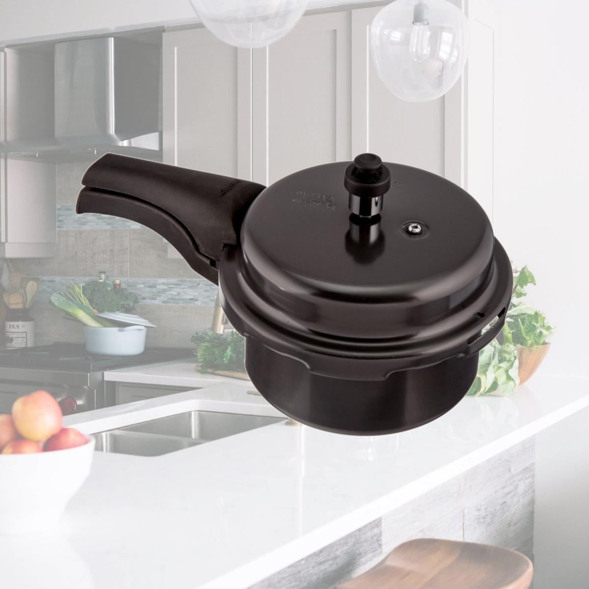 Picture of Prestige PRHA2.5 Deluxe Hard Anodized Black Color Pressure Cooker - 2.5 Litres