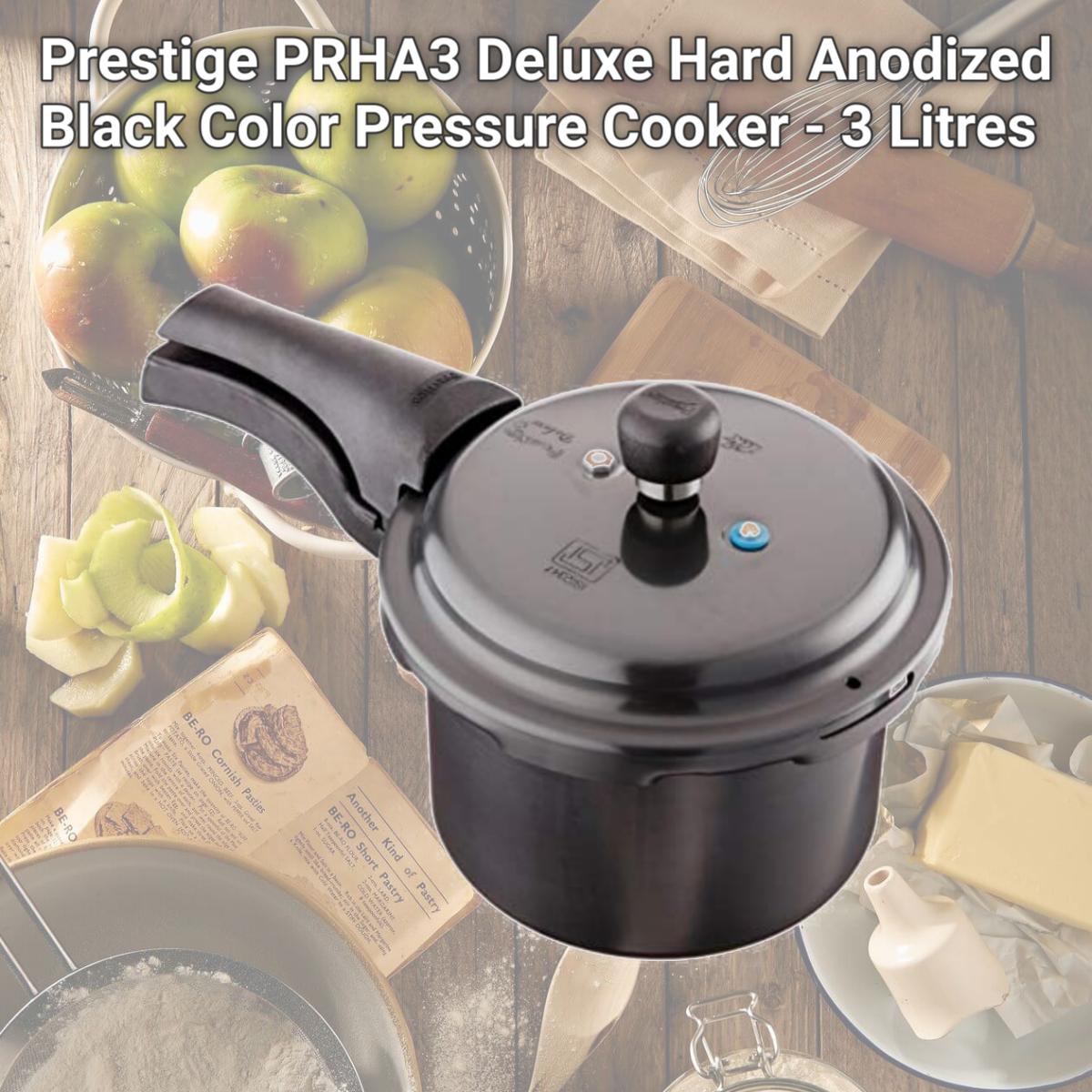 Picture of Prestige PRHA3 Deluxe Hard Anodized Black Color Pressure Cooker - 3 Litres
