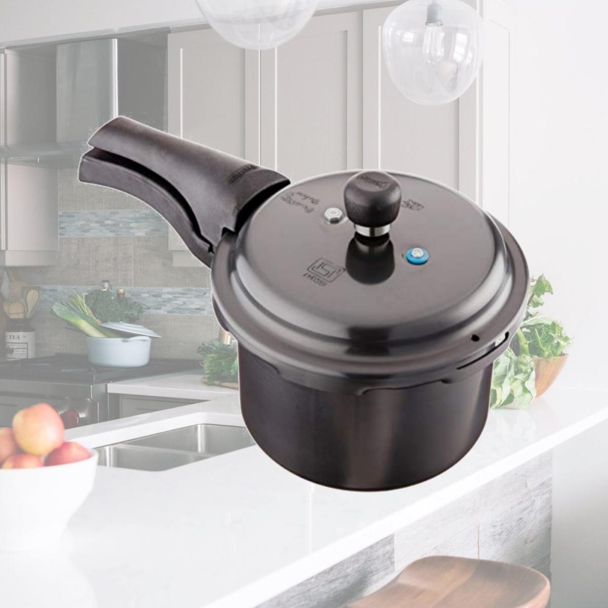 Picture of Prestige PRHA3 Deluxe Hard Anodized Black Color Pressure Cooker - 3 Litres
