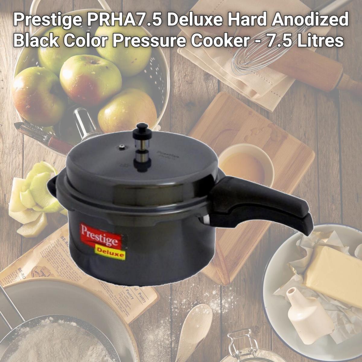 Picture of Prestige PRHA7.5 Deluxe Hard Anodized Black Color Pressure Cooker - 7.5 Litres