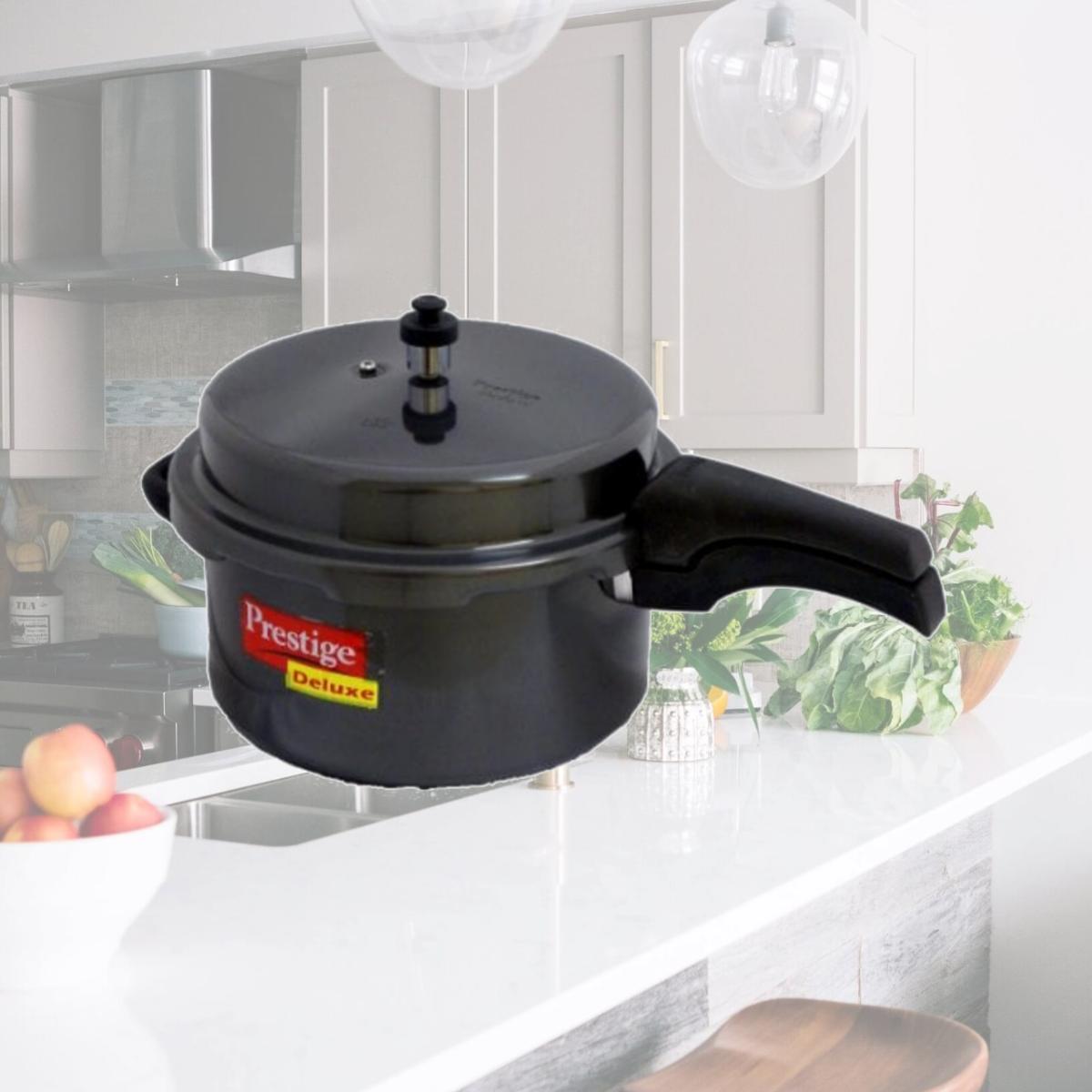 Picture of Prestige PRHA7.5 Deluxe Hard Anodized Black Color Pressure Cooker - 7.5 Litres