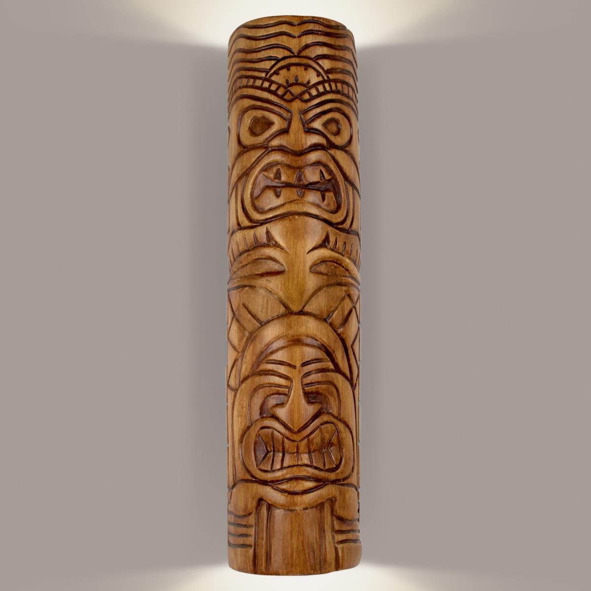 Nt003-ap Tiki Totem Wall Sconce, Amber Palm
