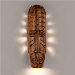 Nt004-ap Tribal Mask Wall Sconce, Amber Palm