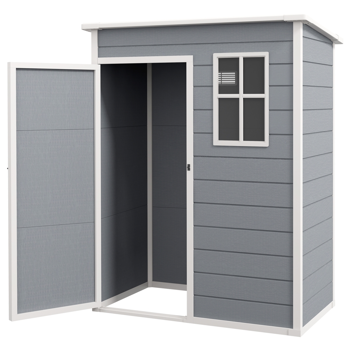 845-954V00GY 5 x 3 ft. Outsunny Garden Outdoor Storage Shed with Lockable Doors & Vent, Metal Utility Tool Shed for Backyard, Patio, Gray