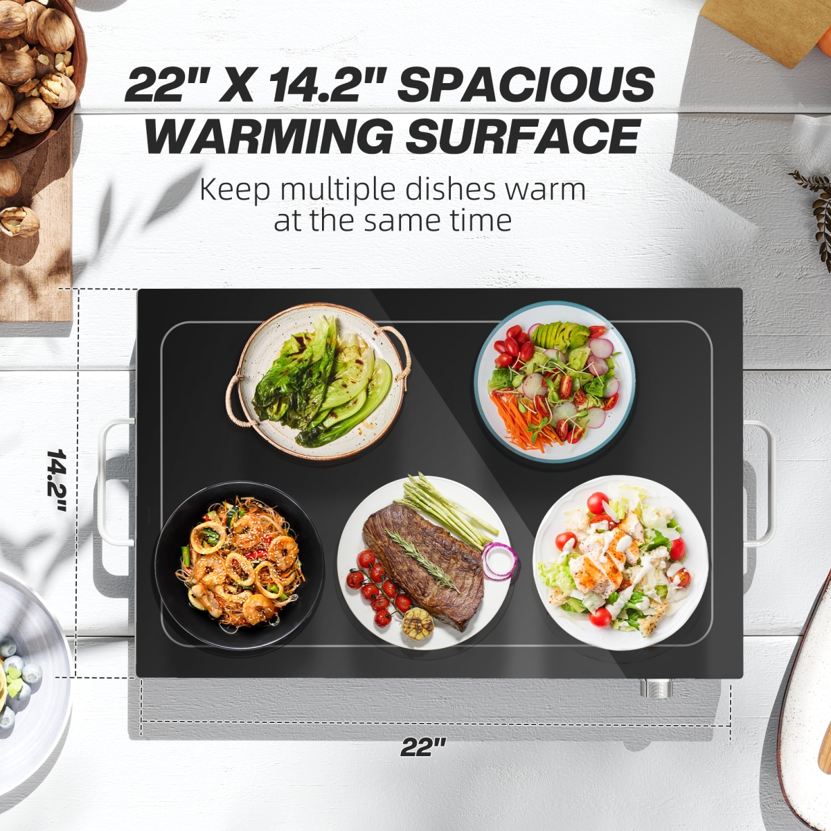 Picture of 212 Main 800-213V80BK Homcom Food Warmer with Adjustable Temperature, Electric Warming Tray with Cool-Touch Handles for Parties, Buffets - Black