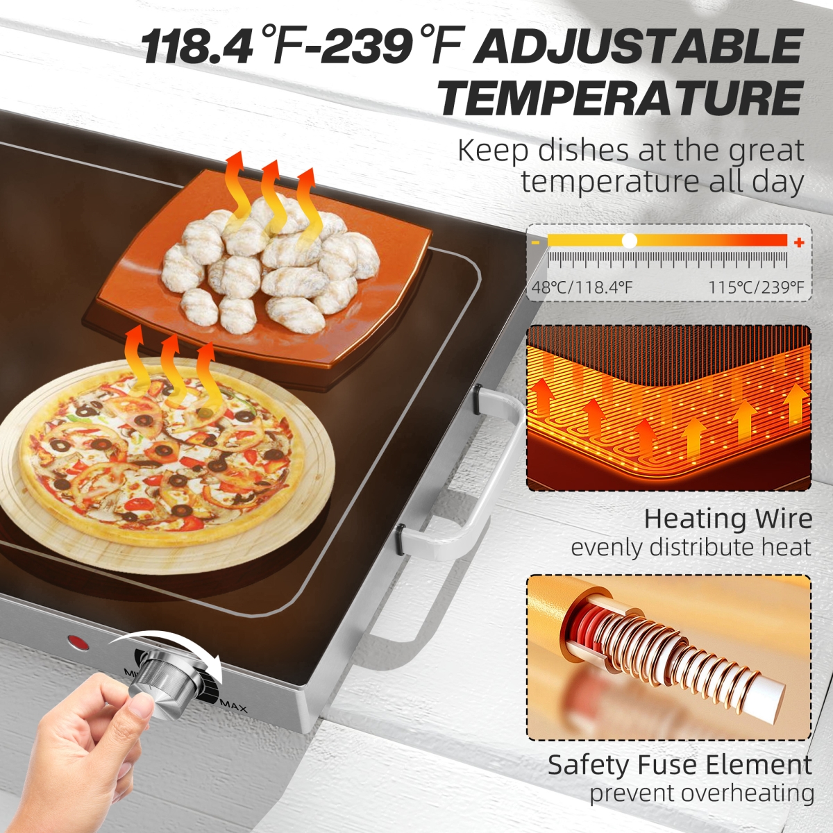 Picture of 212 Main 800-213V80BK Homcom Food Warmer with Adjustable Temperature, Electric Warming Tray with Cool-Touch Handles for Parties, Buffets - Black