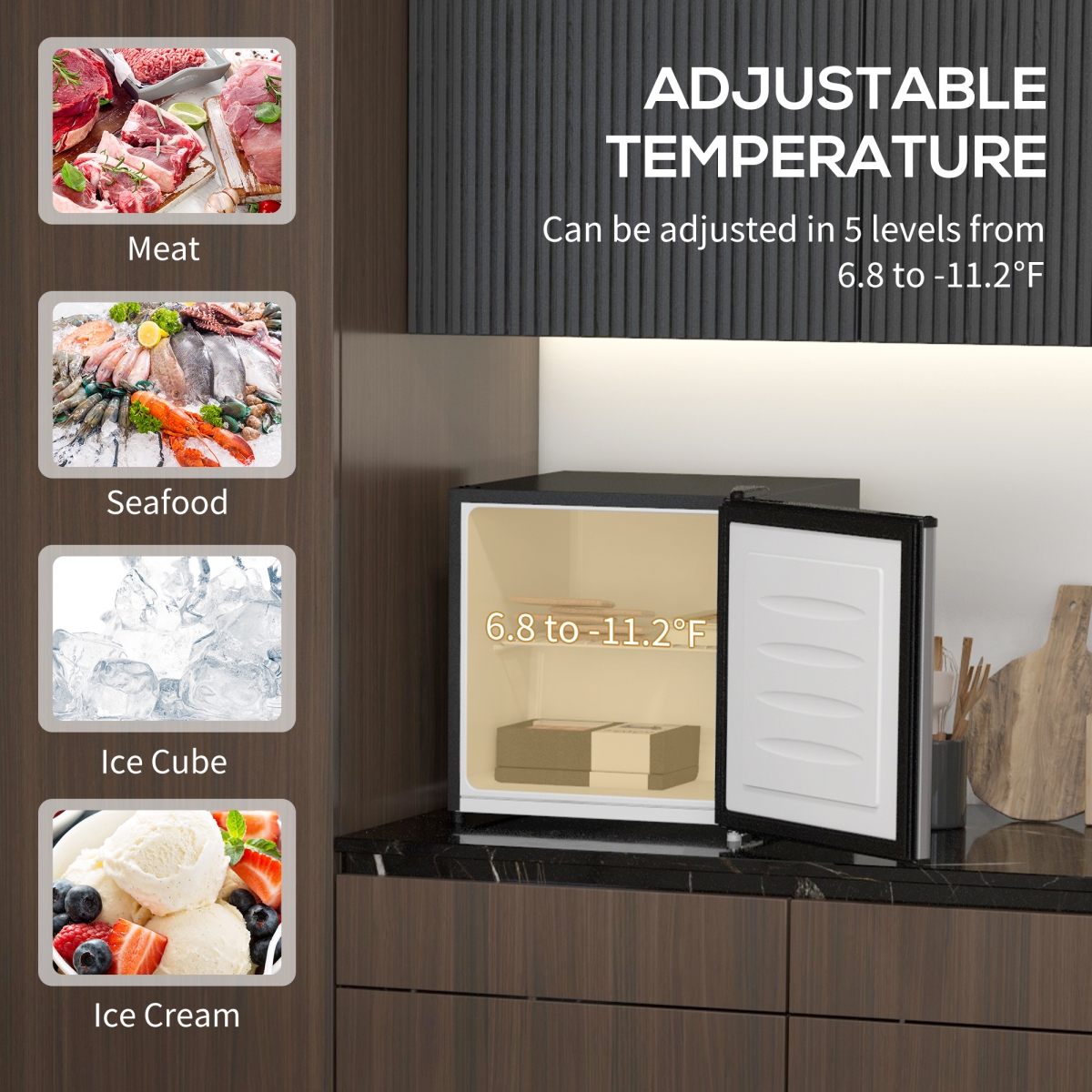 Picture of 212 Main 800-127V80SR Homcom 1.1 cu. ft. Mini Upright Freezer Compact Silver with Removable Shelves