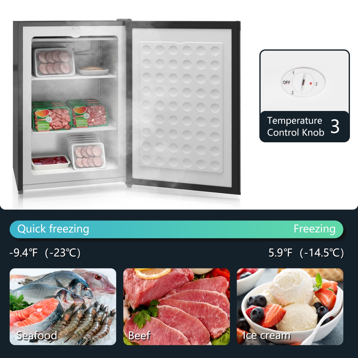 Picture of 212 Main 800-195V80BK Homcom 3 cu. ft. Small Upright Freezer - Black