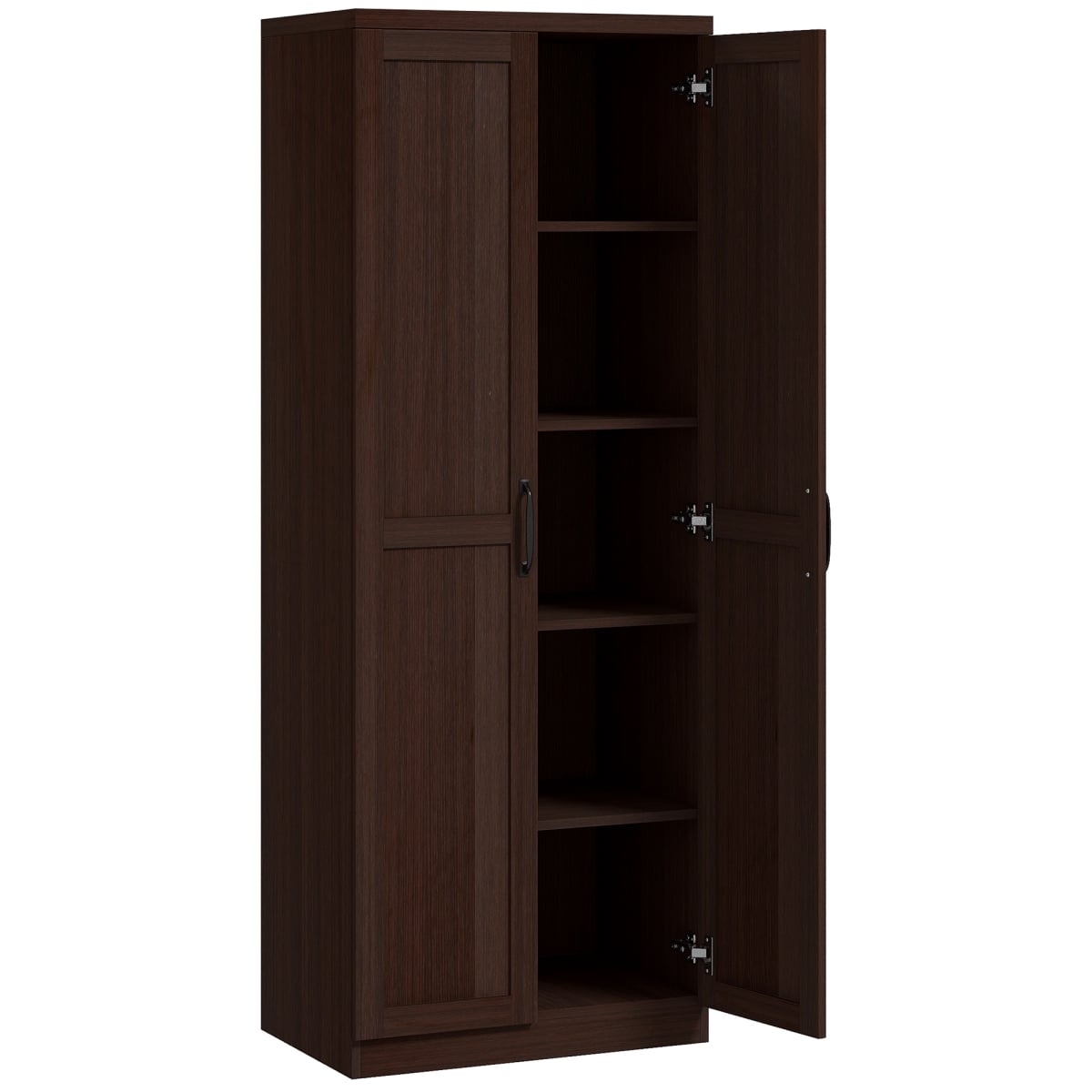 835-540V81DW Homcom 63 in. 2-Door Kitchen Pantry, Freestanding Cabinet with 2 Adjustable Shelves for Dining Room, Cinnamon Cherry Wood Grain