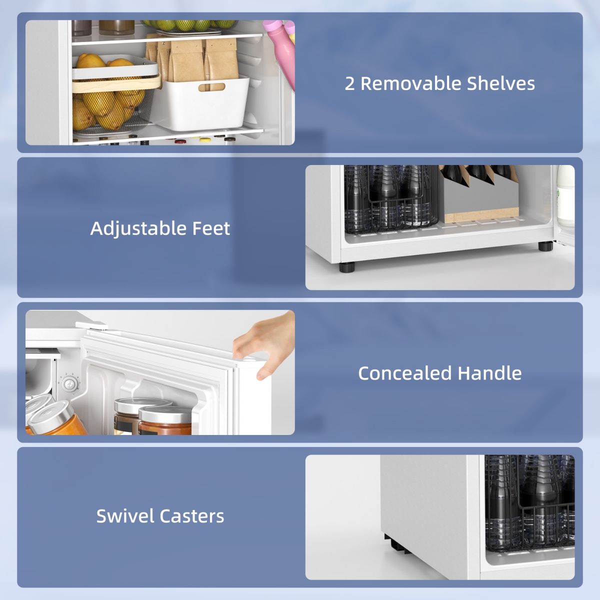 Picture of 212 Main 800-204V80WT 4.5 cu. ft. HOMCOM Mini Freezer for Dorm - Reversible Door Refrigerator with Freezer - 15.8F to 32F - Wheels, White