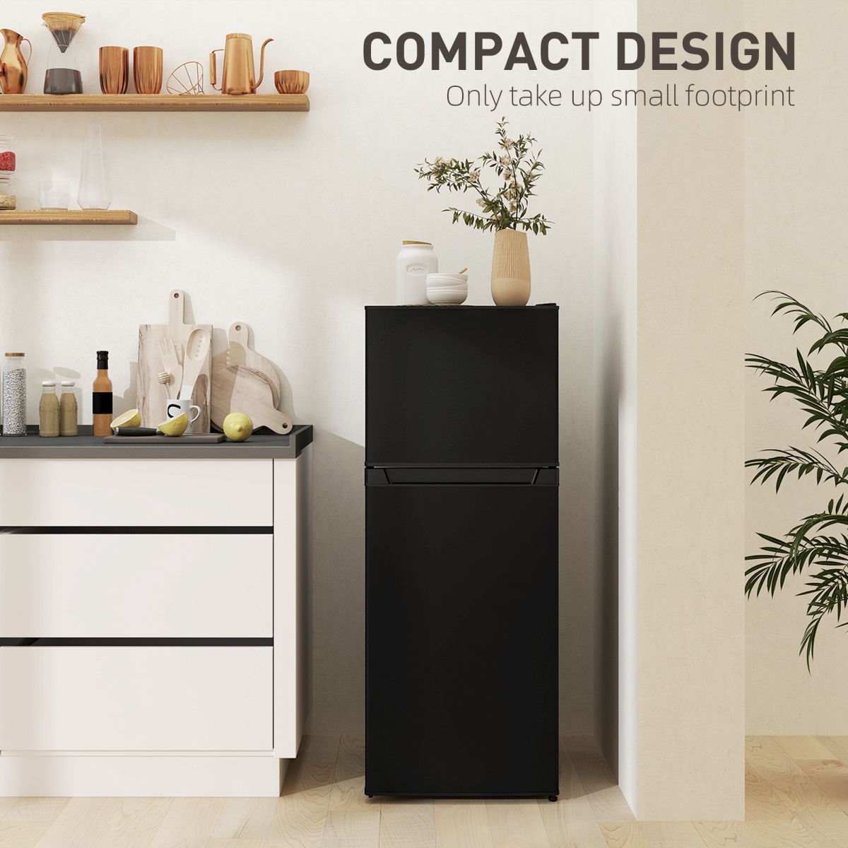 Picture of 212 Main 800-256V80BK 4 cu. ft. HOMCOM Small Fridge with Freezer - Refrigerator with Reversible Doors, Black