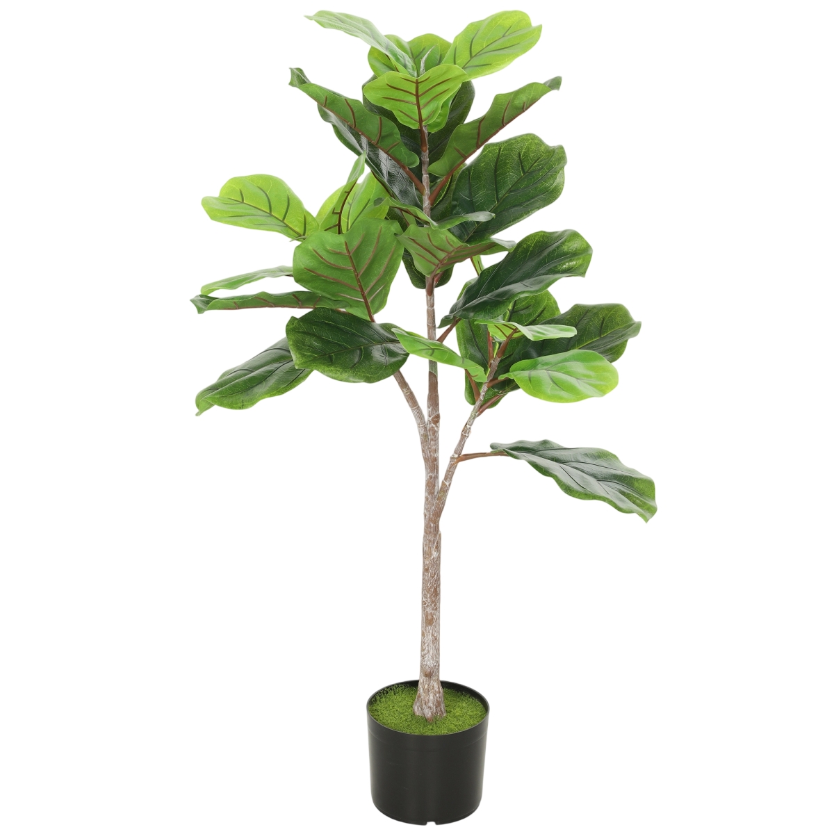 830-996V00GN 43 in. HOMCOM Artificial Fiddle Leaf Fig Tree, Potted Plant with Flocked Soil for Home Office Decor, Green