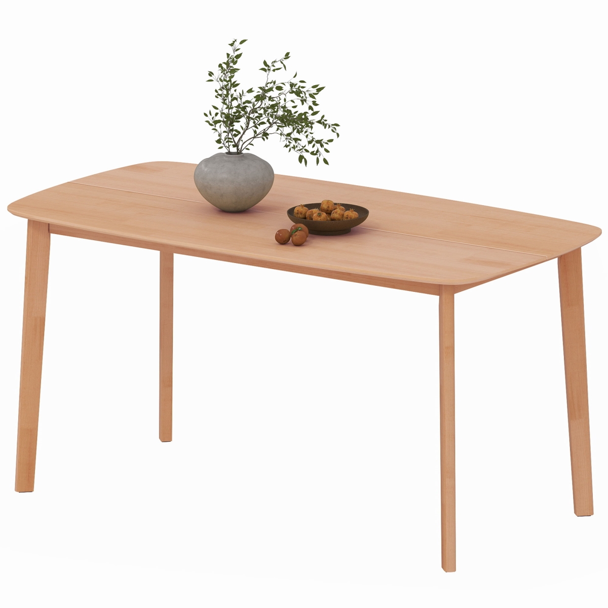 83A-269V00ND 47 in. HOMCOM Pine Wood Dining Table for 6, Rustic Rectangular Kitchen Table with Large Tabletop for Dining Room, Natural